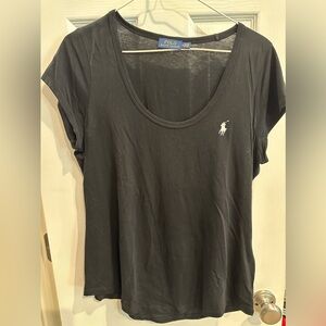 Ralph Lauren Black Cotton Scoop-Neck Tee